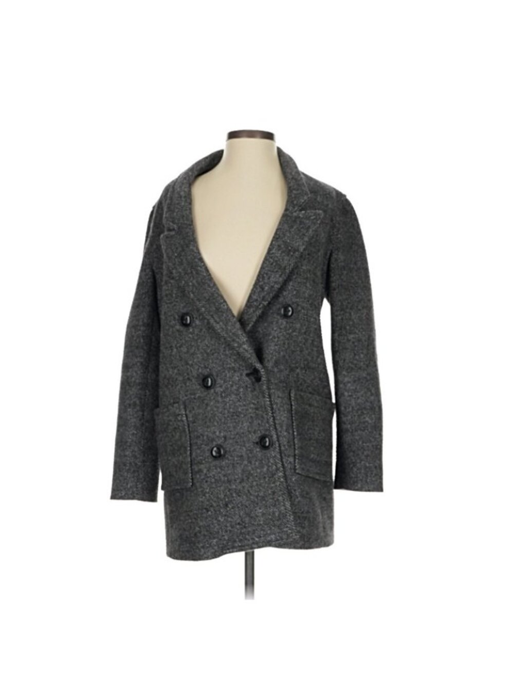 ATM Anthony Thomas Melillo Gray Wool Peacoat Double Breasted Coat Small Luxury